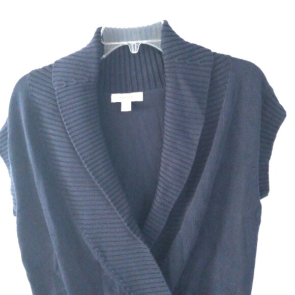 Faconnable Women’s Sweater Sz S Vest Cap Sleeves Crossover  Pullover Navy Blue - Picture 10 of 15